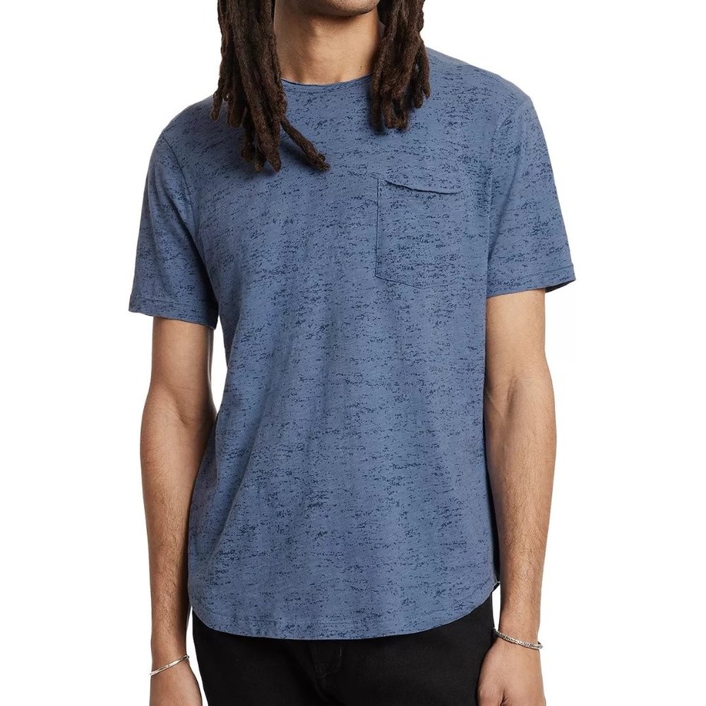 John Varvatos Mens Size XL Dutch Blue Cooper Sun Bleached Pocket Tee NWT 118